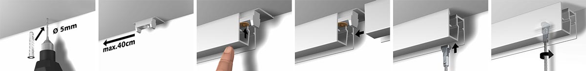 Bilderschiene R40 Montage