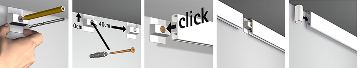 Bilderschiene clickrail Montage