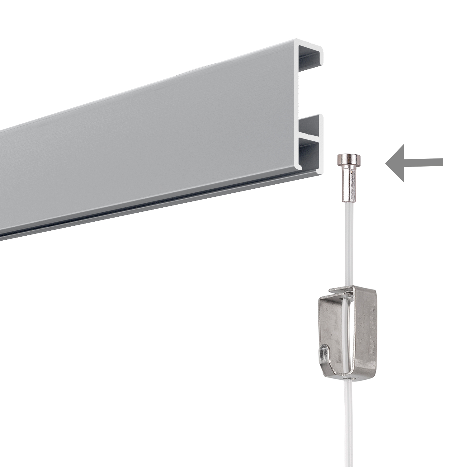 Montage Stahlseil mit Softgleiter